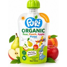 Organic %100 Organik Meyve Püresi Armut, Şeftali Elma 100G (Ilave Şekersiz)