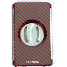 Parmida Kırmızı Karbon Desenli Sehpalı Giyotin Puro Makası Kesici - TR9498