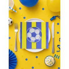 Parti Adresi Sarı Lacivert Futbol Temalı Kağıt Peçete – Doğum Günü Parti Süsleri 20'li