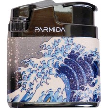 Parmida Tek Torch Pürmüz Deniz Desenli Çok Renkli Metal Puro Çakmağı - TR9226