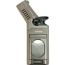 Cohiba Tek Torch Pürmüz Dahili S-V Cut & Iğneli Gunmetal Metal Puro Çakmağı - TR9482
