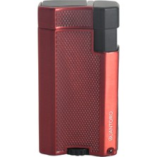 Quantoro Çift Torch Pürmüz Kırmızı Metal Puro Çakmağı - TRZ1082