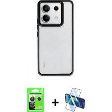 Pileli Store Pilelistore™ Redmi Note 13 Pro 5g Kılıf Nova Işık Serisi - Siyah 3D Antistatik Seramik Nano Ekran Koruyucu + Raze Metal Kamera Lens - Gs
