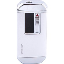 Parmida Gümüş Multifonksiyonel Çakmak (Tek Torch Pürmüz Puro Çakmağı, Elektrikli Çakmak, Powerbank, El Feneri) - TR4682