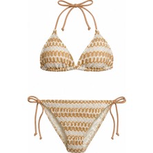 Aquella Renkli Triko Üçgen Bikini Takım