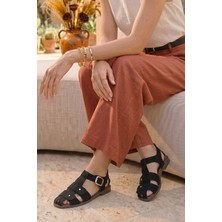 Stilbagshoes Sissy Pim Detaylı Ön Kapalı Ithal Model Kadın Sandalet Siyah