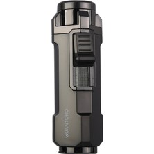 Quantoro Üç Torch Pürmüz Delicili Gunmetal Metal Puro Çakmağı - TRZ1172