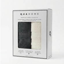 Qua Home Senza %100 Pamuk 2li Yüz Havlusu Antrasit Ekru Kutu 50X80 cm