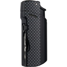 Quantoro Tek Torch Pürmüz Delicili/iğneli Siyah Karbon Desenli Metal Puro Çakmağı - TRZ1188