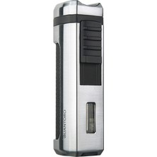 Quantoro Üç Torch Pürmüz Delicili Gümüş Metal Puro Çakmağı - TRZ1205