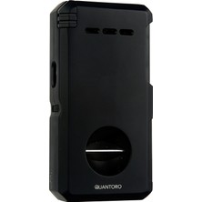 Quantoro Çift Torch Pürmüz V-Cut/delicili/iğneli Siyah Metal Puro Çakmağı - TRZ1087