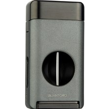 Quantoro Üç Torch V Kesicili Gri Metal Puro Çakmağı - TRZ1131