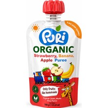 Organic %100 Organik Meyve Püresi Çilek Muz Elma 100G (Ilave Şekersiz)