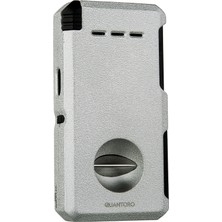 Quantoro Çift Torch Pürmüz V-Cut/delicili/iğneli Gri Metal Puro Çakmağı - TRZ1085