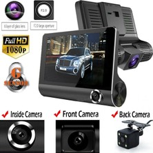 Exvol Araç Içi Kayıt Kamerası 1080P 3 Kameralı Full Hd 4.1 Inc Ekranlı Araç Iç Yol Kayıt Park Kamerası