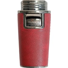 Parmida Çift Torch Pürmüz Delicili Gövdesi Deri Kırmızı Gunmetal Puro Çakmağı - TR9615