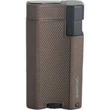 Quantoro Çift Torch Pürmüz Kahverengi Metal Puro Çakmağı - TRZ1081