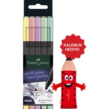 Faber-Castell Grip Finepen Ince Keçe Uçlu Kalem Seti,5’li,pastel Renk,0.4 mm Uç,metal Destekli,kalemlik Hediyeli