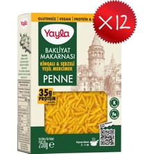 Yayla Kinoalı ve Sebzeli Yeşil Mercimek Penne Bakliyat Makarnası 250 G X12