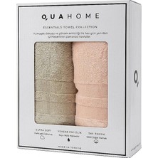 Qua Home Senza %100 Pamuk 2li Yüz Havlusu Pembe Bej Kutu 50X80 cm