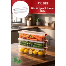Porsima 456 3lü Kilitli Kapak Yiyecek Erzak Saklama Kabı Seti - 3,4 ml Şeffaf