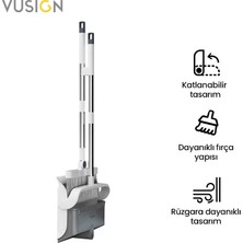 Vusign Rüzgar Geçirmez Süpürge Seti Süpürge + Toz Toplayıcı Beyaz  Faraşlı Kürek Seti