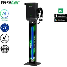 Wisecar Wta Ledli Standlı - 11 & 22 Kw Elektrikli Araç Şarj Cihazı RFID Kartlı & Ledli Stand, Ev Wallbox Type 2