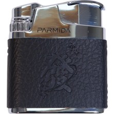 Parmida Tek Torch Pürmüz Japon Yazılı Deri Kaplama Siyah Metal Puro Çakmağı - TR9229