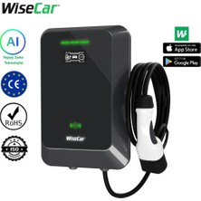 WiseCar WTA - Yapay Zeka Destekli Akıllı Elektrikli Araç Şarj Cihazı | 22 kW | Mobil Uygulama & WiseCar AI