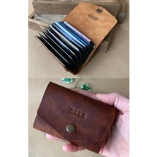 Alesta Leather Atelier (Isim Yazıyoruz) Akordeon Kartlık - Hakiki Deri El Yapımı