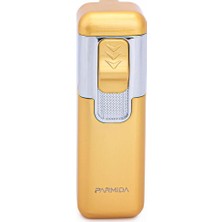 Parmida 4 Torch Sarı-Gümüş Metal Puro Çakmağı - TR7222