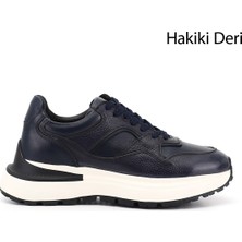 Gönderi(r) Erkek Lacivert  Bağcıklı Hakiki Deri Comfort Sneaker