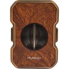 Parmida Bronz Ahşap Desenli Metal Puro Makası Kesici - TR7962