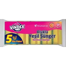 Vindex Klasik Yeşil Sünger Oluklu 5li