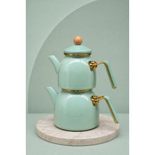 Pr Home Soft Yeşil Rose Model Emaye Çaydanlık