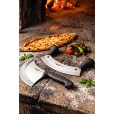 Lazbisa Silver Serisi 2 Li Mutfak Bıçağı Börek Pizza Bıçağı Pide Salata Kıyma Mutfak Bıçak Siyah Sap ( MFT-460 )