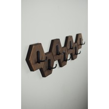 Bel&co Home 7'li Altıgen Duvar Askılığı - Dekoratif Ahşap Portmanto Ceviz