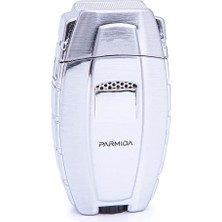 Parmida Çift Torch Pürmüz Gümüş Metal Puro Çakmağı - TR7273