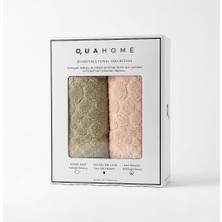Qua Home Velune %100 Pamuk 2li Yüz Havlusu Pembe Bej Kutu 50X80 cm