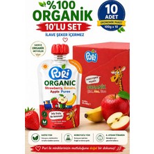 Organic Çilekli, Muzlu Elma Püresi 10’lu Paket 100G X10 %100 Organik Ilave Şekersiz