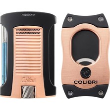 Colibri Daytona Rose Gold-Siyah Tek Torch Çakmak & Rose Gold S Cut Premium Puro Seti