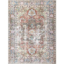 Pera Halı Terracotta ve Toprak Tonlu Medalyonlu Vintage Halı - Outlet - T0672OU