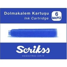 Scrikss Mavi Dolma Kalem Kartuşu 6'lı Paket Renkli Yazım İçin Uygun Kalem Aksesuarı