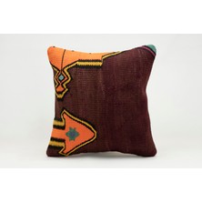 Kilim Wholesale El Yapımı Kilimden Yapılmış Vintage Kırlent Kılıfı, Yün, 40X40 cm