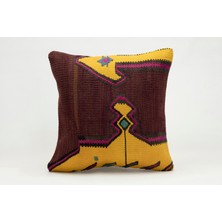 Kilim Wholesale El Yapımı Kilimden Yapılmış Vintage Kırlent Kılıfı, Yün, 40X40 cm