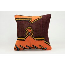 Kilim Wholesale El Yapımı Kilimden Yapılmış Vintage Kırlent Kılıfı, Yün, 40X40 cm