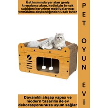 Wintoup #oyunevi Evcil Hayvan Ilgi Çekici Peluş Toplu Uyku Yuvası Dinlenme Alanı Modern Estetik Ahşap Tek Katlı Tırmalamalı Küçük Irk Köpek Kedi Oyun Evi