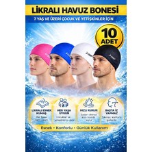 Liggo 10 Adet Likralı Yüzücü Bez Bone Toptan Havuz Bonesi Deniz Bonesi Karışık