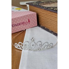 Cinderella Zirkon Taşlı Kız Çocuk Prenses Tacı Gümüş MODEL13 - Doğum Günü Parti Düğün Kına Kuran Saç Bandı Toka