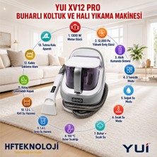 Yui 12000 Pa Emiş Gücü ile XV12 Pro Buharlı Koltuk ve Halı Yıkama Makinesi